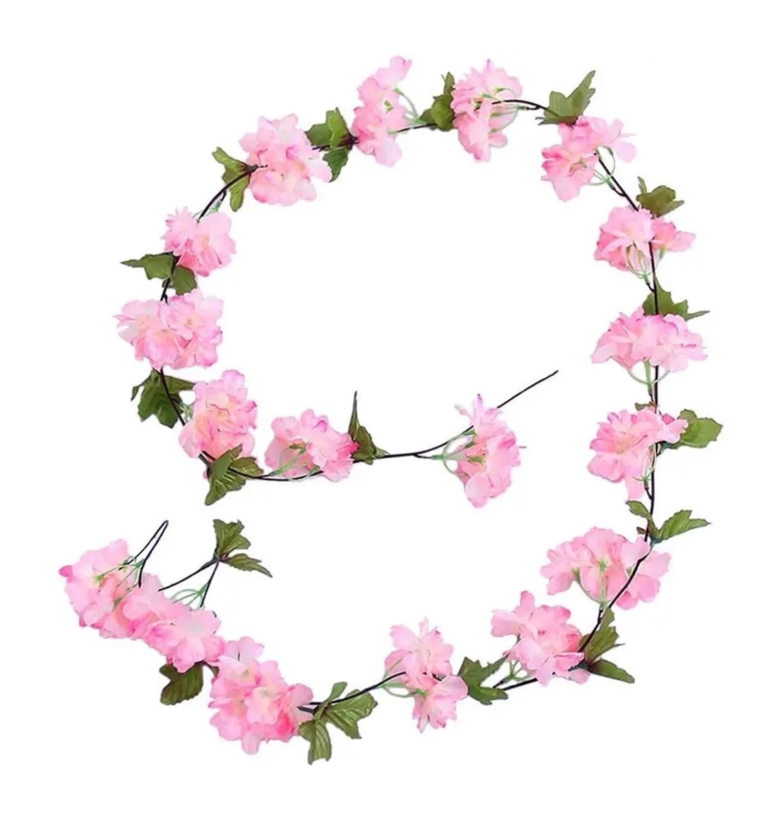 Künstliche Greenery Girlande künstliche Blumen, 4 stücke 2M Künstliche Kirschblüte Reben Hängen Pflanzen Faux Girlande Kirsche Kranz Künstliche Blume for Dekoration(Roze)