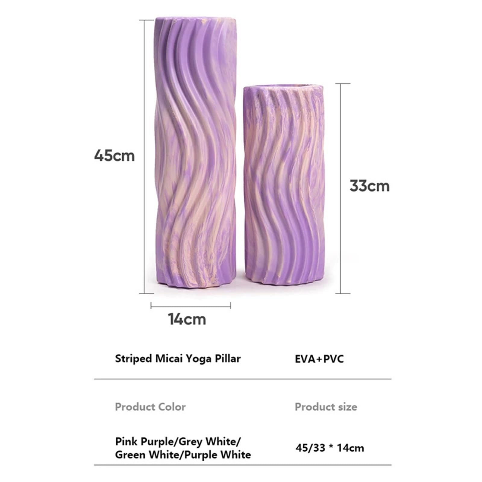 foam roller Rodillo De Espuma For Yoga, Eje, Relajante Muscular For Fitness, Masaje Hueco, Columna para Espalda Piernas y Yoga(45cm purplewhite)