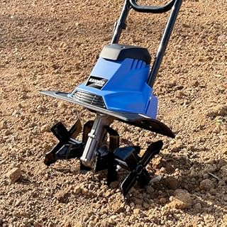 KANWOD Motobineuse Électrique, 1500 W, Largeur 36 cm & Profondeur 22 cm de Travail, Poignée Pliable, Lames Robustes à 4 Bras, pour Retourner et Aérer la Terre, Noir/Bleu