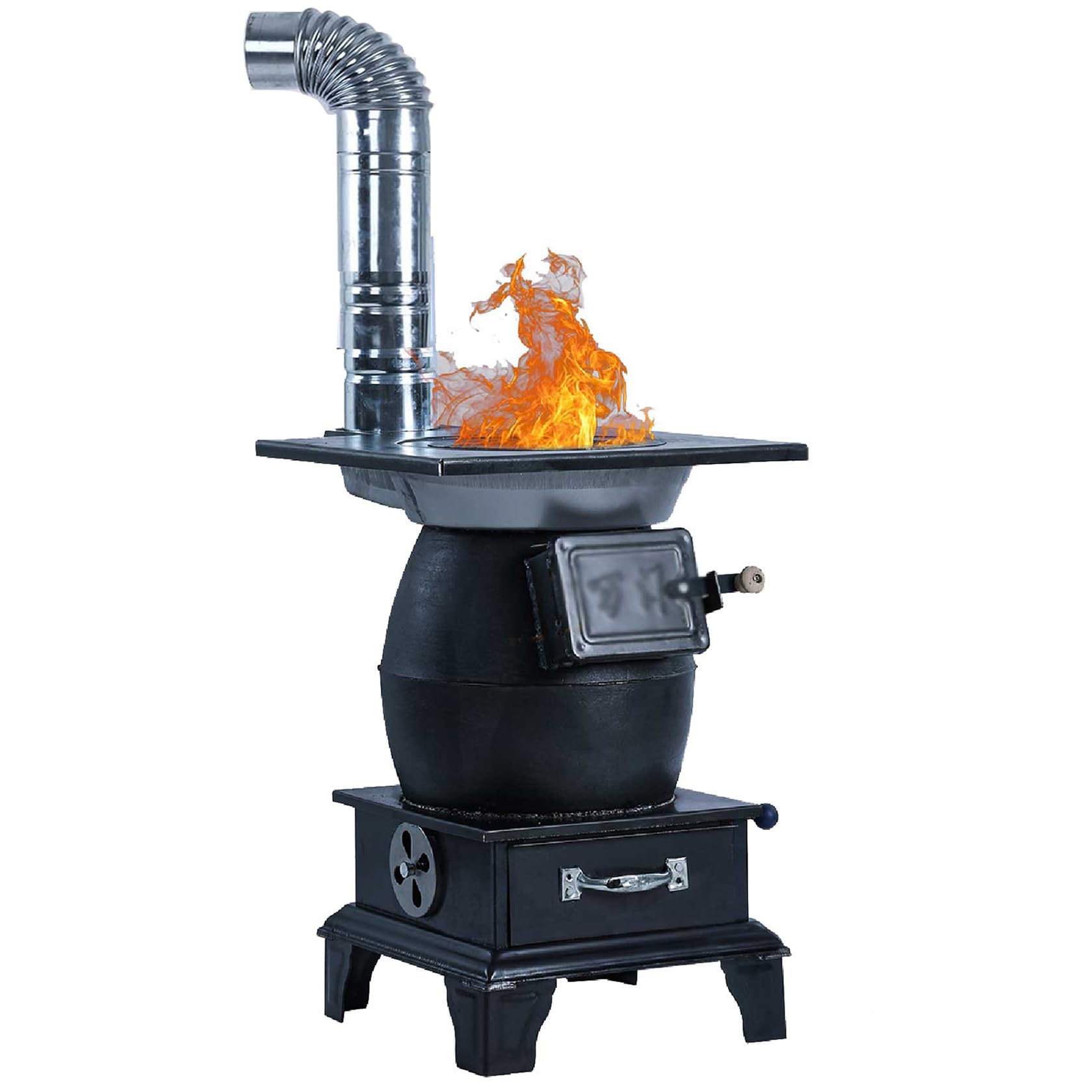 Poêle à bois en fonte pour chauffage d'intérieur et cuisine rurale