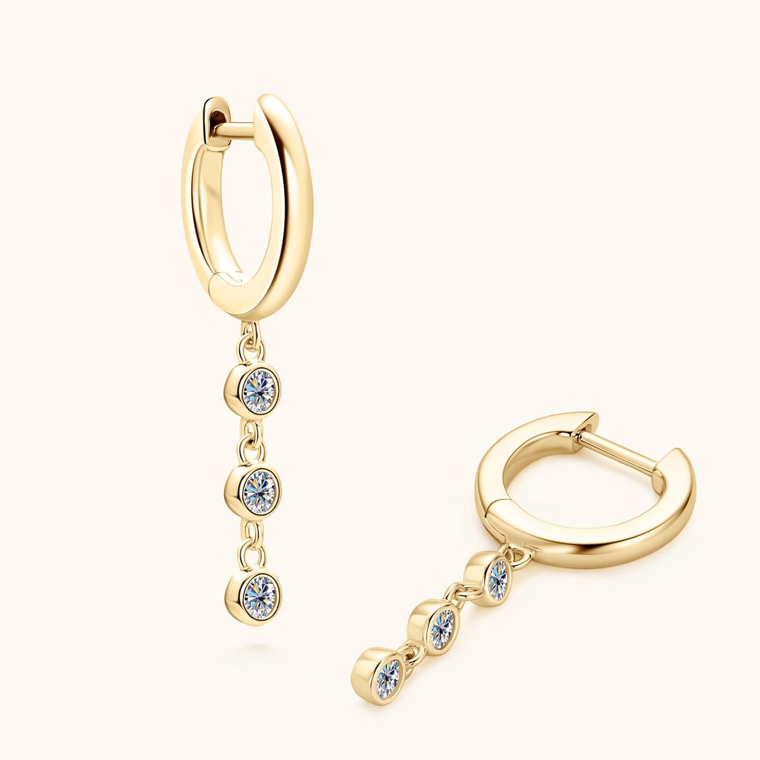 Moissanite Huggie Dangle Earrings for Women 925 Sterling Silver Trendy Round Classic Hoop Earring for Wife Mom Mother's Day Birthday Gifts - Image 7