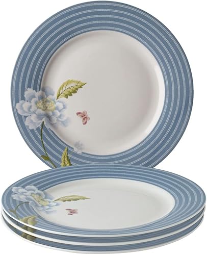 Miniatura 2 de Laura Ashley Heritage Seaspray Candy - Juego de platos llanos de 8 pulgadas en caja de regalo, platos de comedor de porcelana, vajilla de cerámica