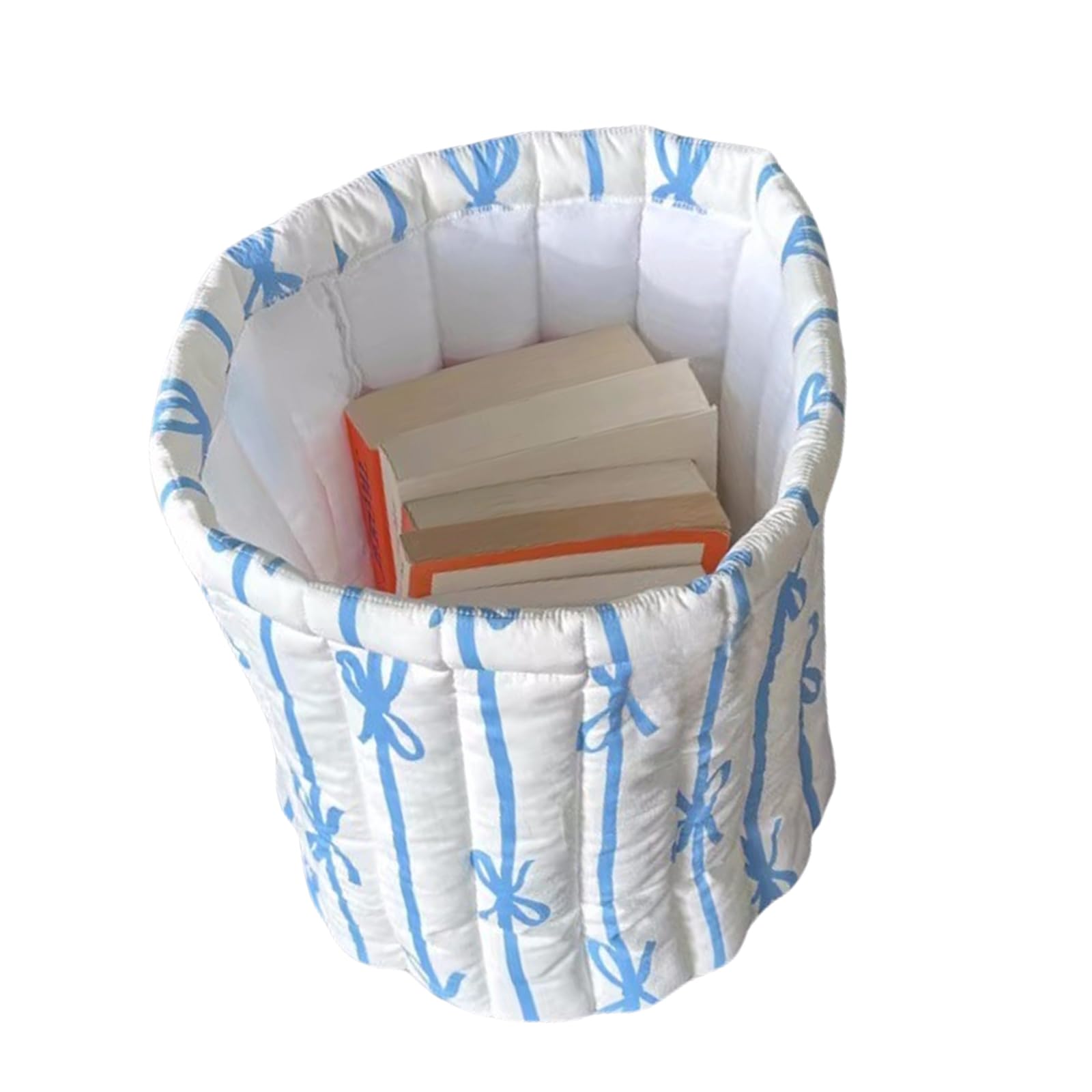 Sturdy Quilted Round Storage Basket Portable Accessory for Neat and Tidying Home Space Saving Designs Quilted Storage Basket
