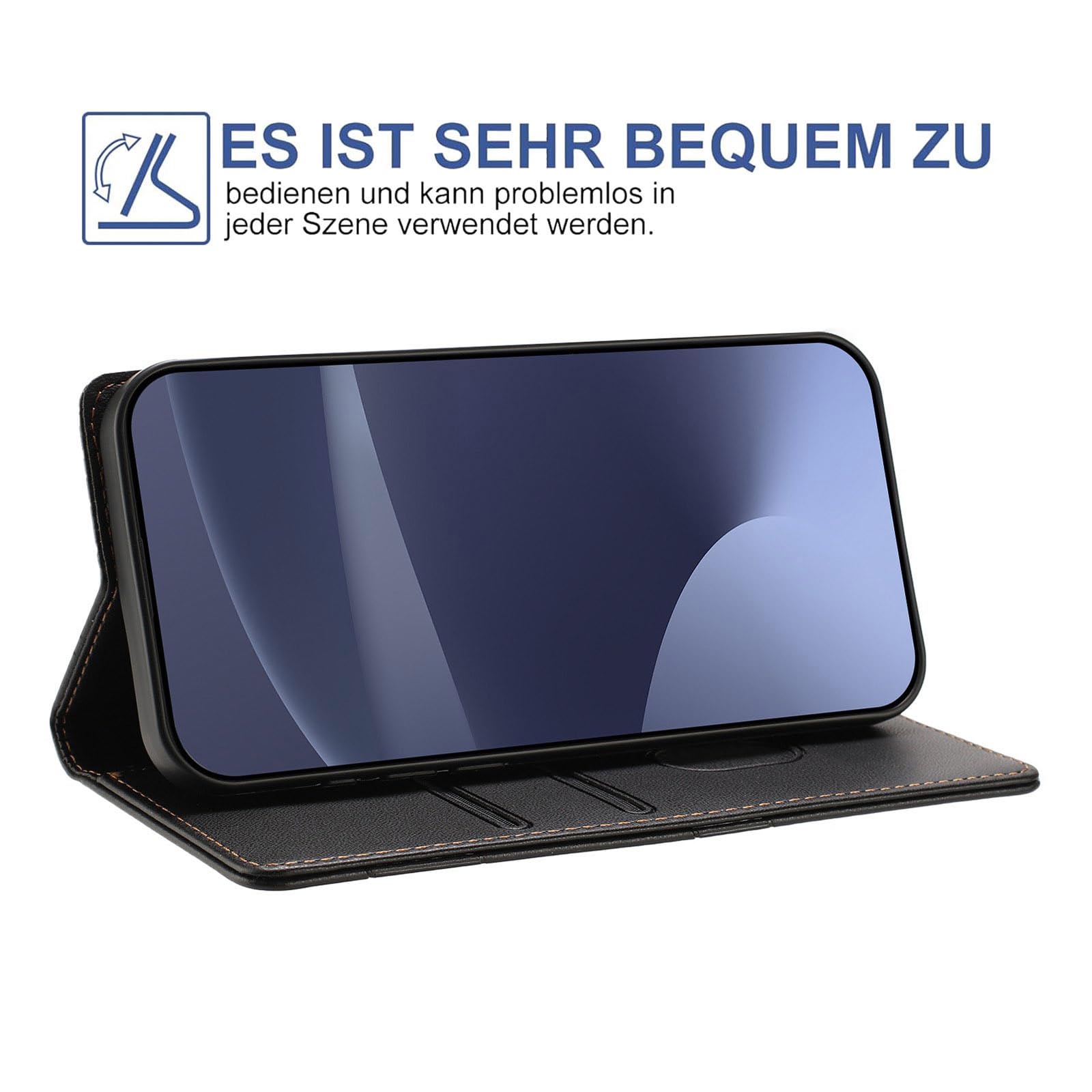 Skórzane etui Folio do ZTE Nubia Z80 Ultra, Premium PU / TPU Skórzany Portfel Etui Odporny na wstrząsy Pokrowiec ze skóry PU, z uchwytem i miejscem na karty. Czarny