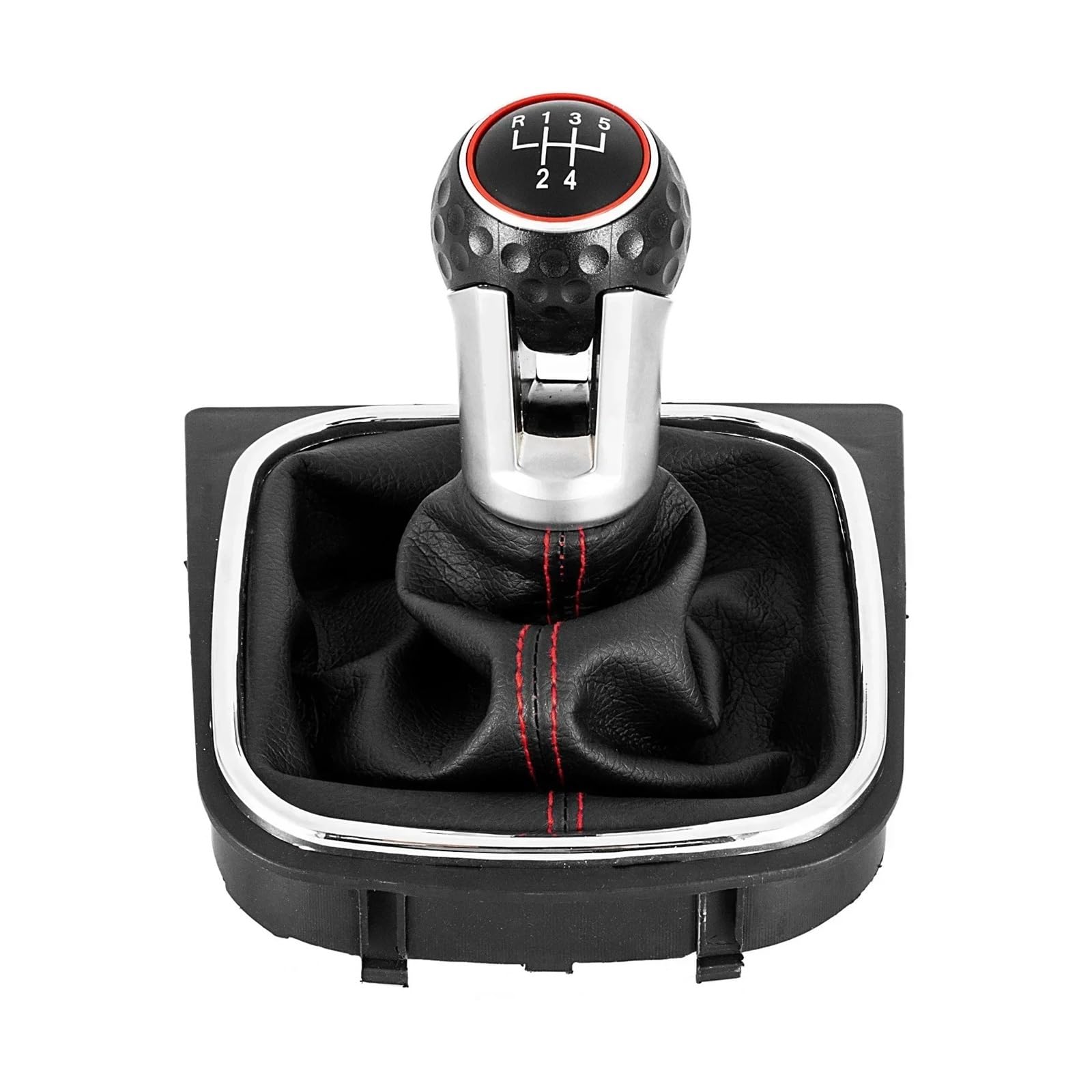 Qmtvfsrh 5 Speed Car Gear Shift Knob 5/6 Speed Gear Shift Knob With Gaiter Boot For Golf Mk5 Mk6 Gti Gtd R32 R20 2004-2013 Manual Shifter Abs Leather(5 Speed)