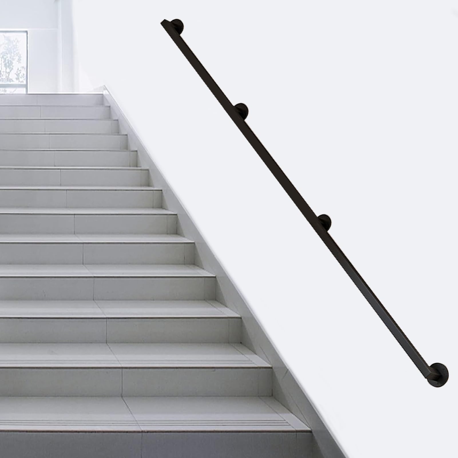 Rampe d'escalier murale de 1 à 4,2 m avec raccords et balustre