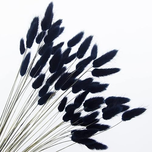 60 piezas de flores secas de cola de conejo, hierba rosa de las pampas, arreglo floral seco natural, flores secas para Halloween, Navidad,