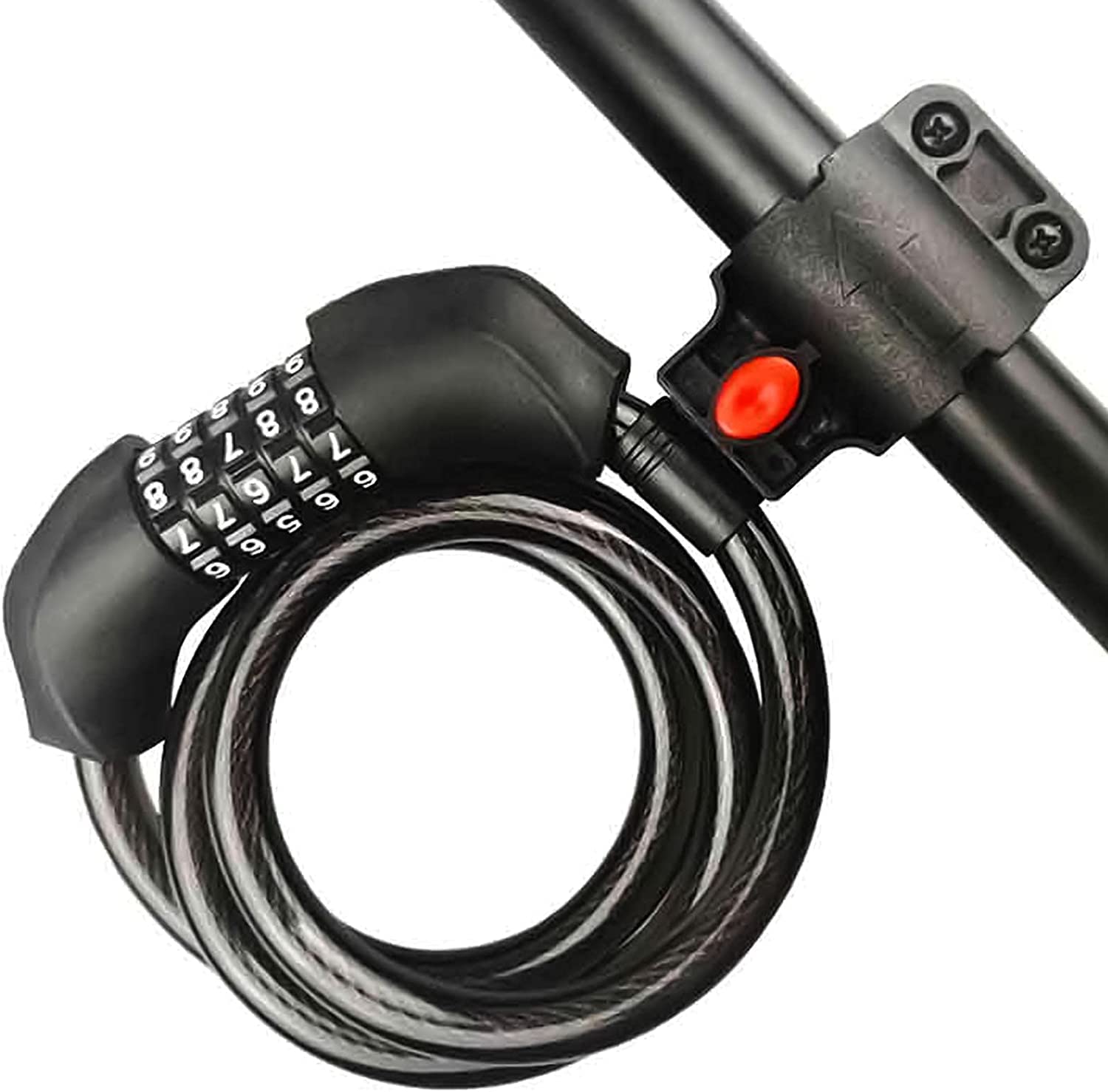 Lucchetto a Cavo per Bici, antifurto con Cavo Resistente, in Metallo, con Combinazione a 5 cifre, per Moto, Bici, recinzioni e Griglie.
