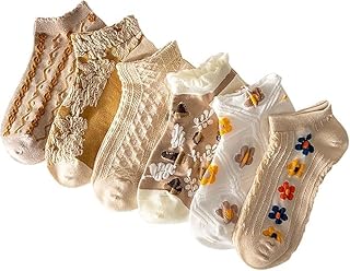 Decorative Ankle Socks for Women Pairs Floral and Geometric Patterns Textured Design