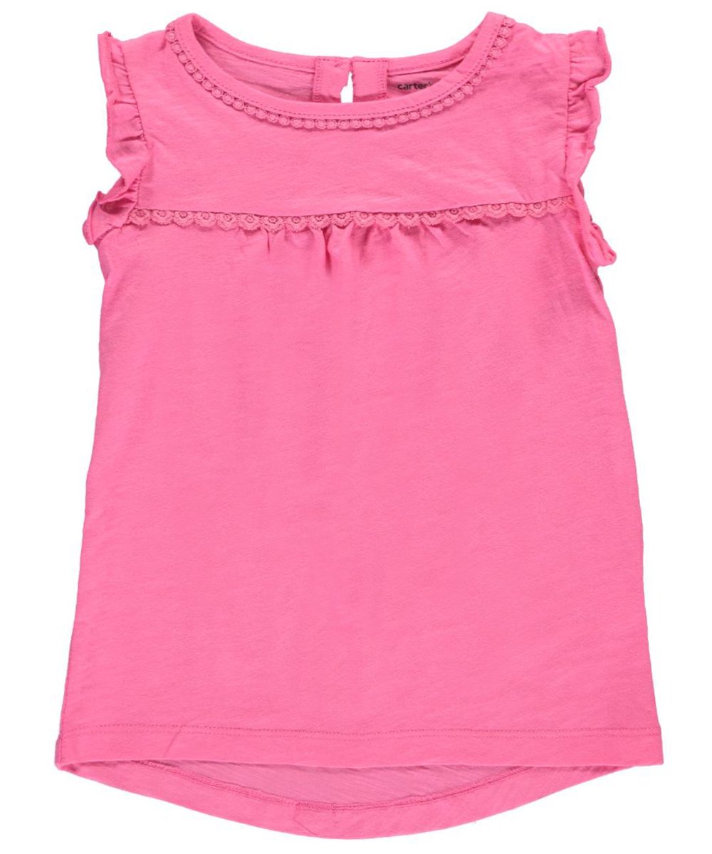 Carter's Girls' 2T-8 Solid Pompom Tank Top Pink 4T