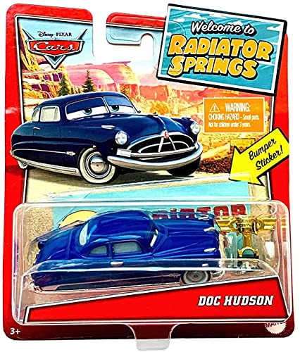 PXC PixarCars 2020 Radiator Springs Die-Cast Vehicle with Bumper Sticker, Doc Hudson 1:55 Scale