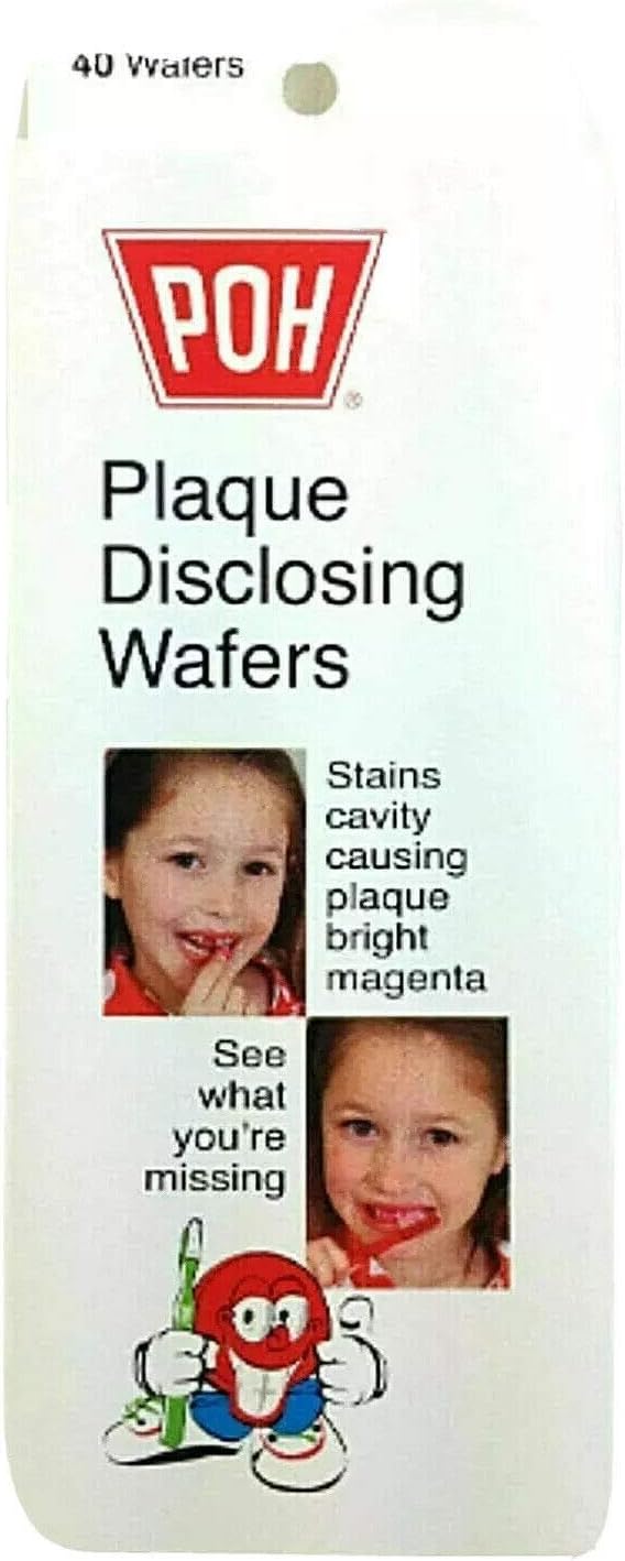POH Plaque Disclosing Tablet Wafers For Kids - 40 Count, Cherry Flavor - Plaque Remover