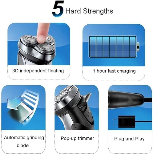 Miniatura 4 de Maquinilla de afeitar eléctrica para hombres, afeitadoras eléctricas para hombres impermeables en húmedo y seco, maquinillas de afeitar eléctricas
