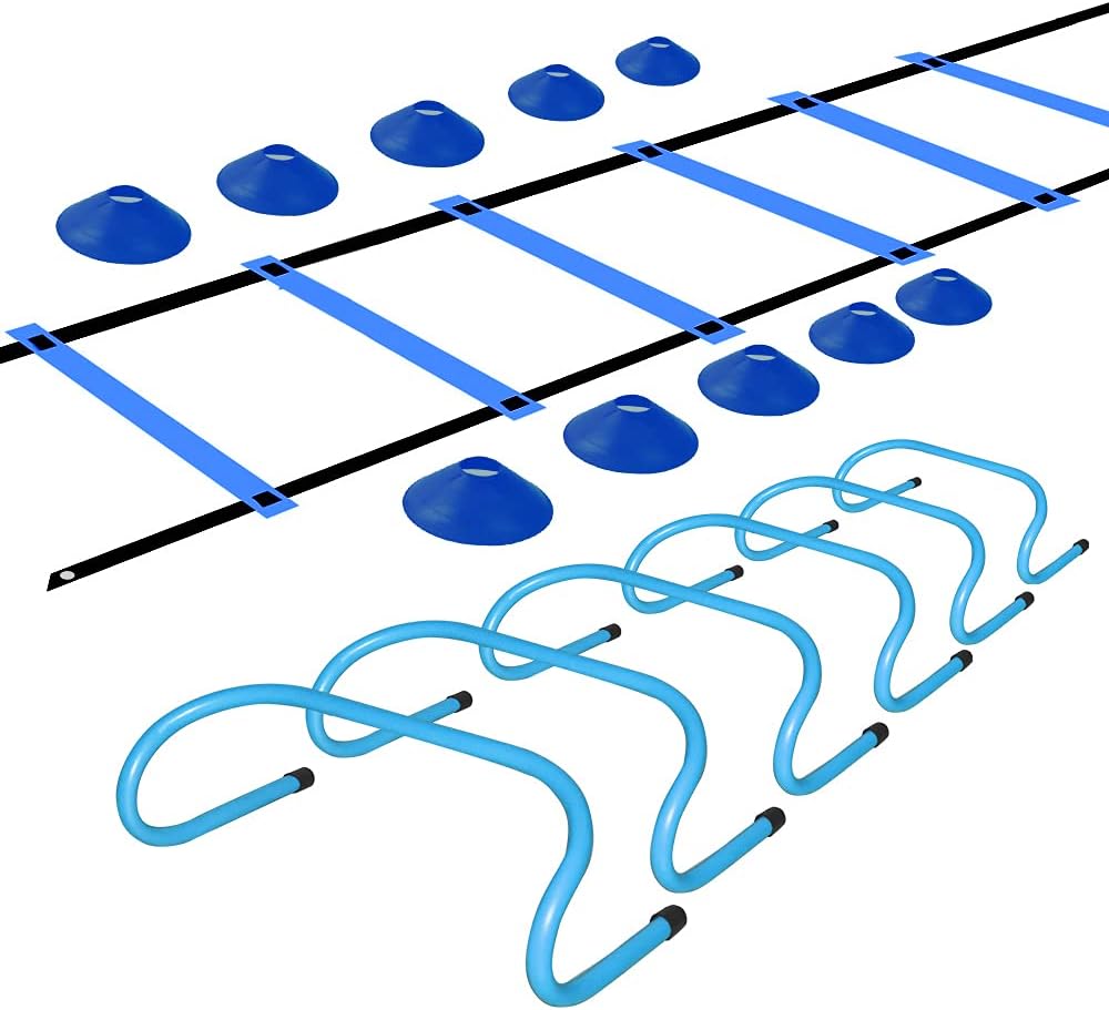 TNZMART Blue Speed Hurdles Set Agility Hurdles Training Equipment Agility Ladder Hurdles Set with 10 Disc Cones : Sports & Outdoors