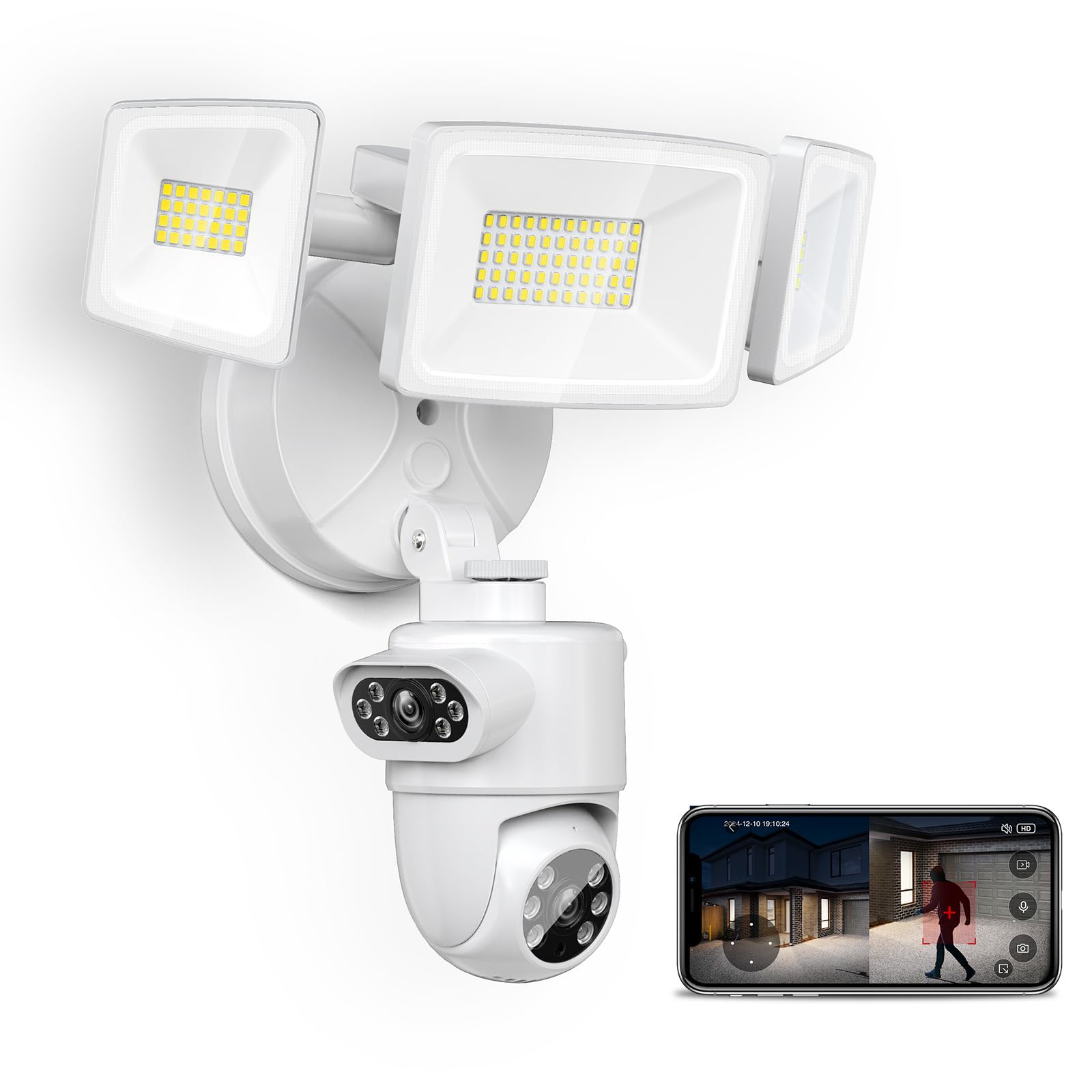 Onforu Dual Lens Floodlight Camera Outdoor 5500LM, 4MP 360°View Auto Tracking Smart Security Flood Light Surveillance Camera Wired, Motion Detection Flood Lighting Dual Cam, Night Vision, 2-Way Audio