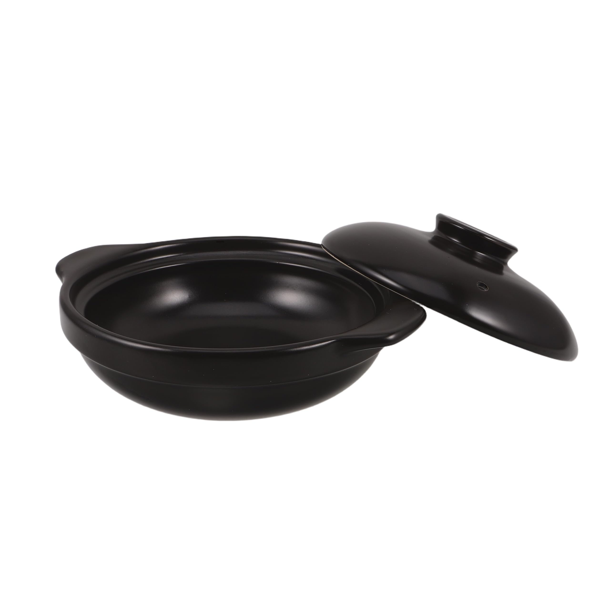 Olla de Barro de Cerámica Negra con Tapa 1, 7 L Resistente al Calor | Guisos y Sopa, Estilo Coreano Tradicional, Bloquea la Absorción de Humedad, Uso en Cocina Japonesa