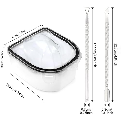 Miniatura 46 de Cuenco de remojo de uñas, 2 unidades de esmalte de gel remojado, removedor de polvo de inmersión con pelador de cutículas triangular y empujador