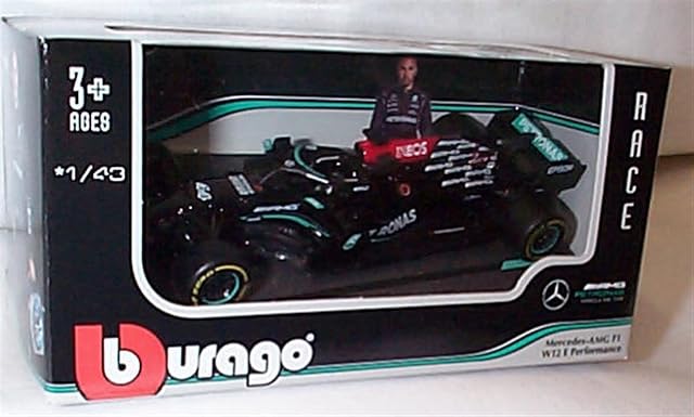Burago Die-Cast F1 2021 Mércédés AMG F1 W12 E-Performance #44 Lewis Hamilton car 1:43 scale diecast model,38038H-02