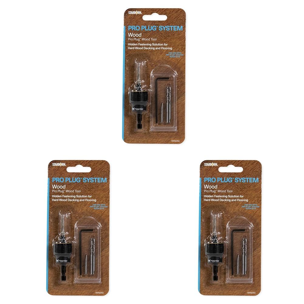 Starborn Industries Smart-Bit Pro Plug System Countersink Drill Bit Tool for Wood Decks, Flooring, and Woodworking (Pack of 3)