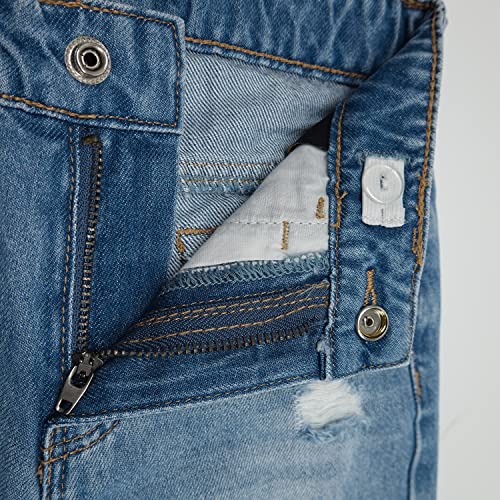 KIDSCOOL SPACE Little Girls Jeans,Elastic Band Inside Ripped Holes Denim Pants3