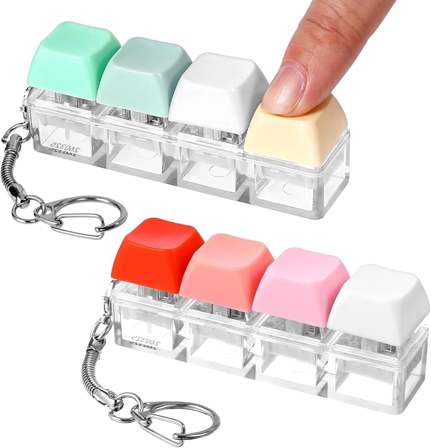 2 Pack ColorfulKeyboard Clicker Fidget, Keyboard Fidget Keychain Toy for Stress Relief, Anxiety Reduction, Focus Enhancement