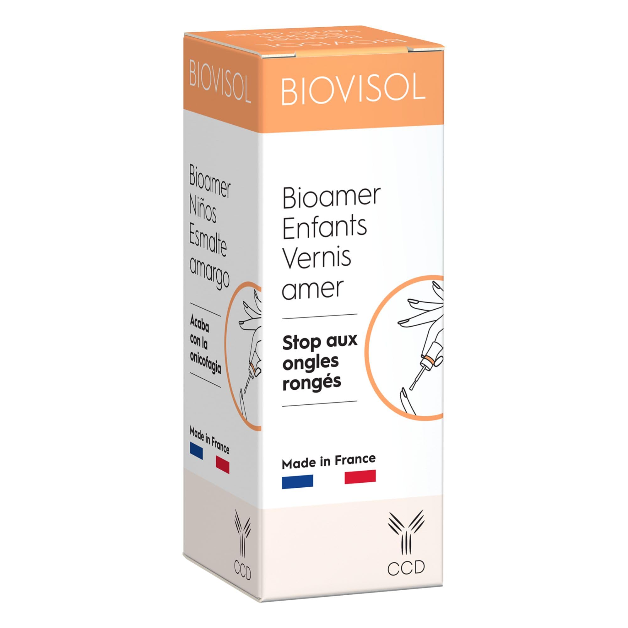 Bioamer Enfants - Vernis Amer à Base d'Eau - Ongles Rongés & Succion du Pouce | Goût Amer Dissuasif | Lavable à l'Eau Tiède | Sans Formaldéhyde | Testé Dermatologiquement | Dès 3 Ans