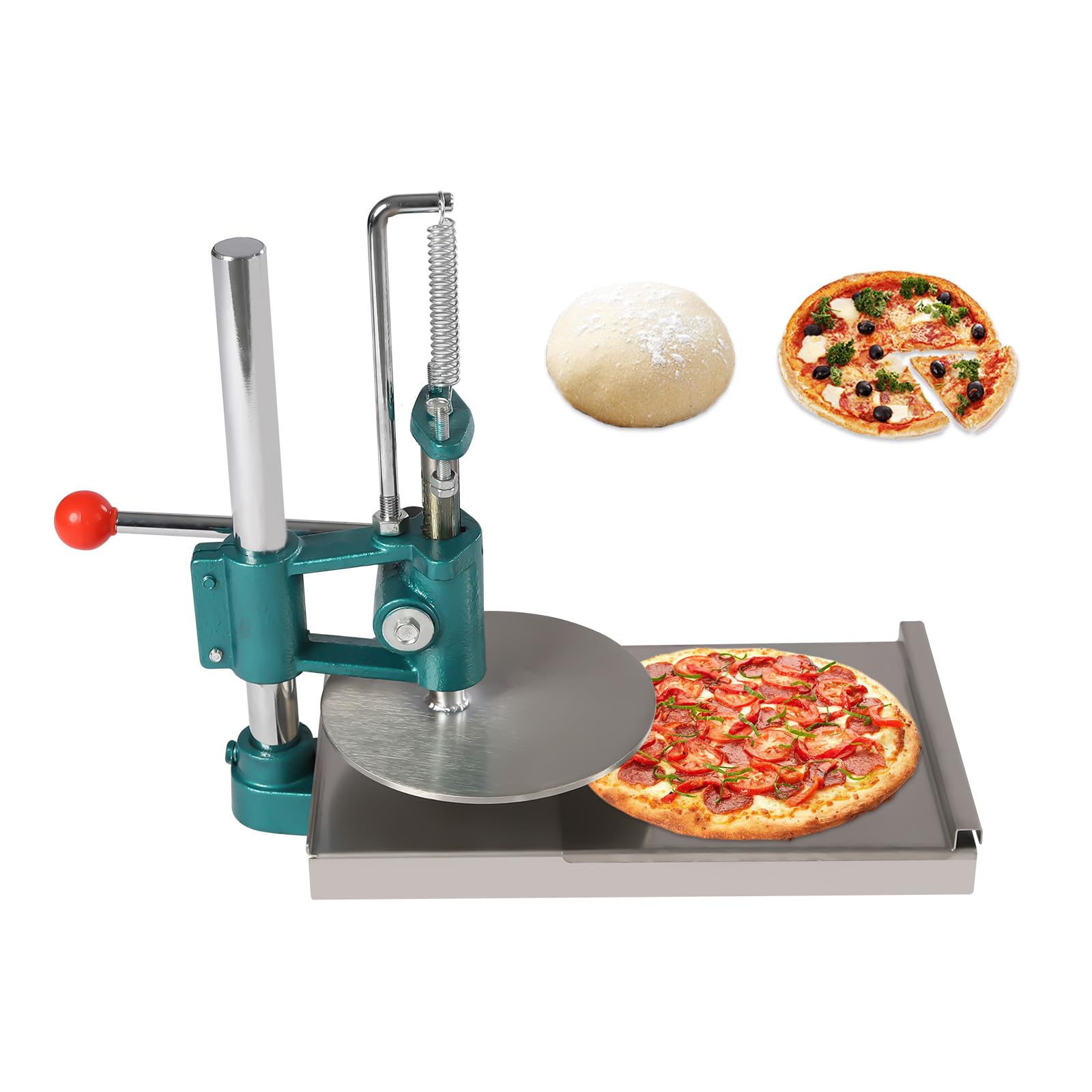 AGULIUM 7.9 Inch Manual Pizza Dough Press Machine, Adjustable Stainless Steel Pizza Pastry Press for Pie Crusts, Bread Molds, Meatloaf, Soft Rolls, Household & Commercial