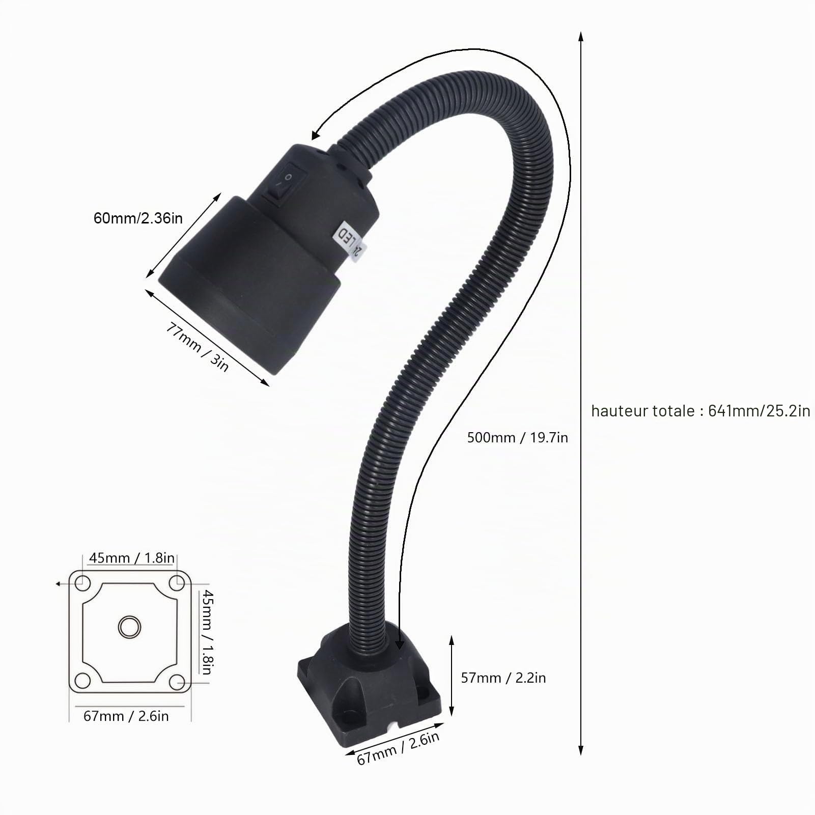 Lampe de Travail LED 5 W à Col de Cygne Flexible pour Machine-outil Fraisage Tour Perceuse à Colonne Éclairage Industriel 24 V 36 V
