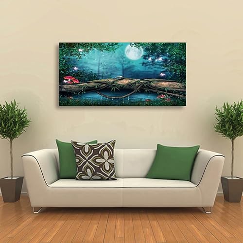 Miniatura 9 de Pinturas de agua del lago en lienzo arte de pared para sala de estar Decoración de pared del dormitorio, pinturas de árbol en lienzo para decoración