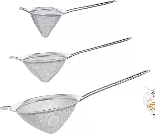 Para la cocina de los E.E.U.U. Colador cónico de acero inoxidable de malla fina de sarga fijado 3 4 5 chino