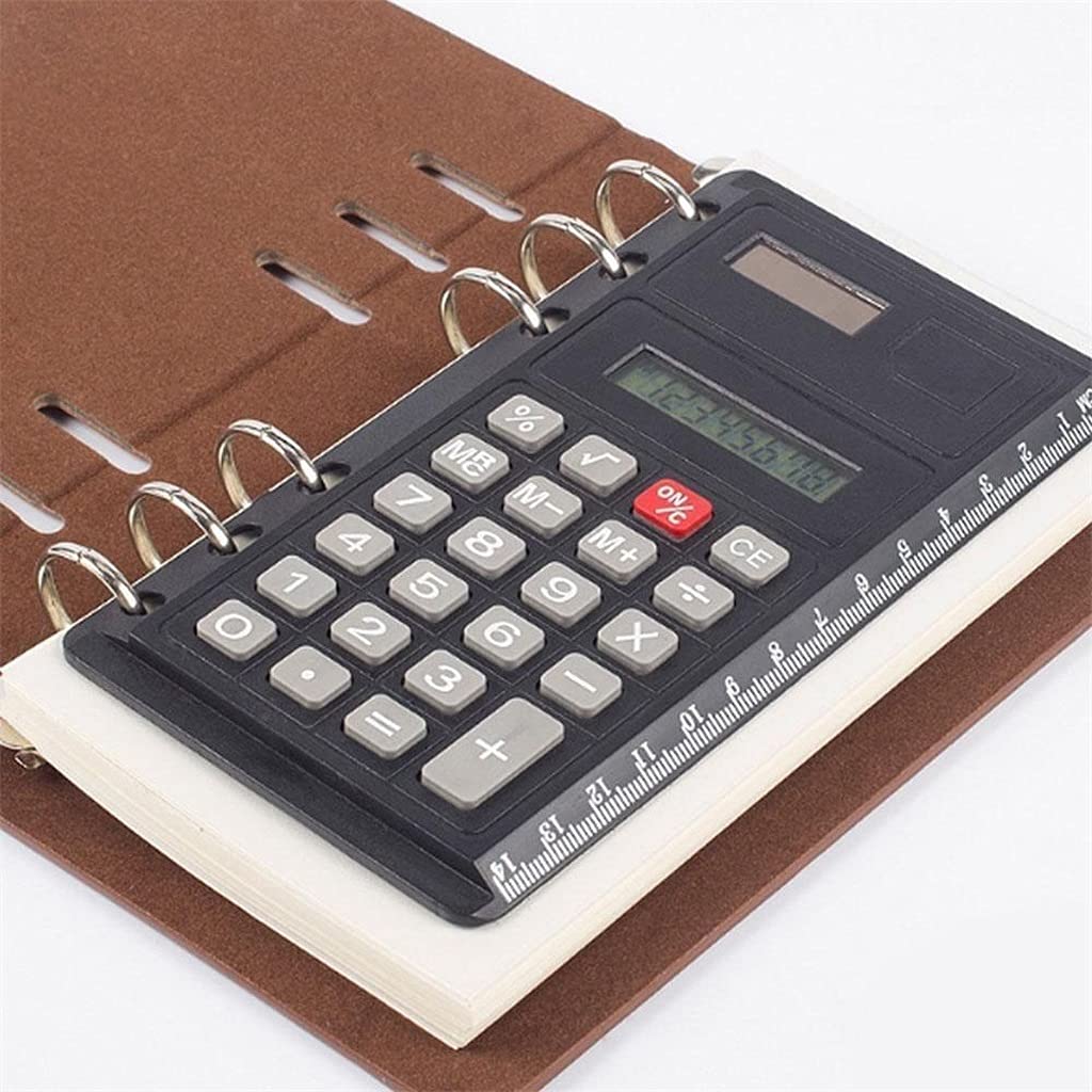 8 Digits Solar Calculator Creative Loose Leaf Binder Spiral Calculator with Ruler School Office Supplies