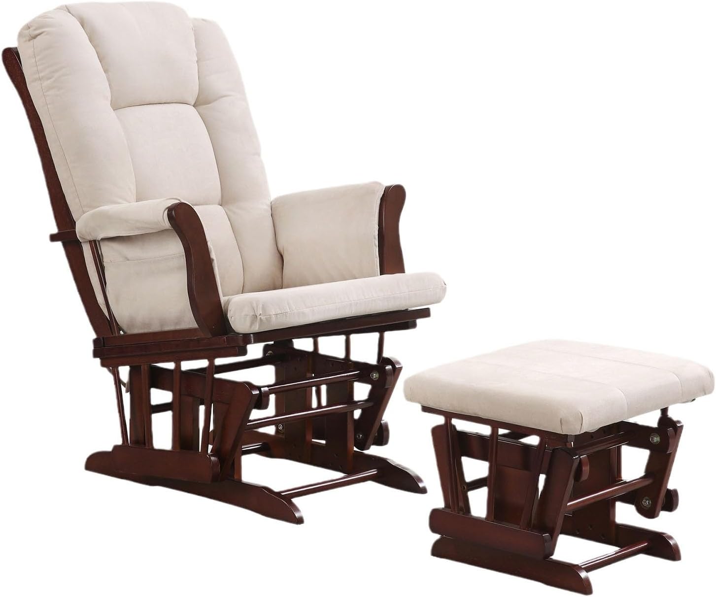 Glider Rocker Replacement Cushions, 5 PCS Soft Velvet Replacement Cushions for Glider Rocker with Storage Washable Non Slip for Glider Rocking Chair (Color : Pink)