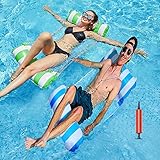 X-TOYLWXI 2 Pack Pool Floats Spielzeug 4-in-1 Aufblasbare Wasserhängematte Pool Stuhl Whirlpool Matten Pool Spielzeug Lilo Aufblasbar für Erwachsene Kinder Pool Hängematte Geschenk (Blue+Green)