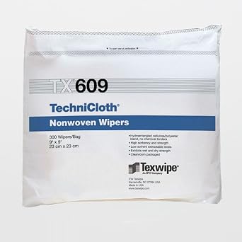 Case of TX609 TechniCloth 9" x 9" Cellulose and Polyester Cleanroom Wiper - 10 Bags of 300 Wipers 3000 Total