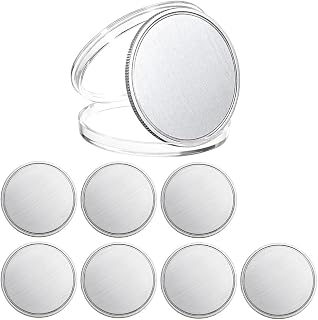 KIKAPA 8 monedas de aleación en para grabar, grabado de 1.6 pulgadas con caja de protección acrílica, color plateado