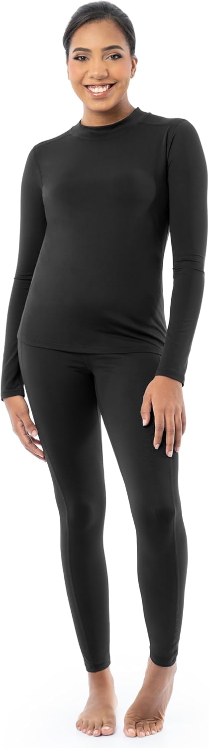 Fruit of the Loom womens High Neck Top and Legging Thermal Set