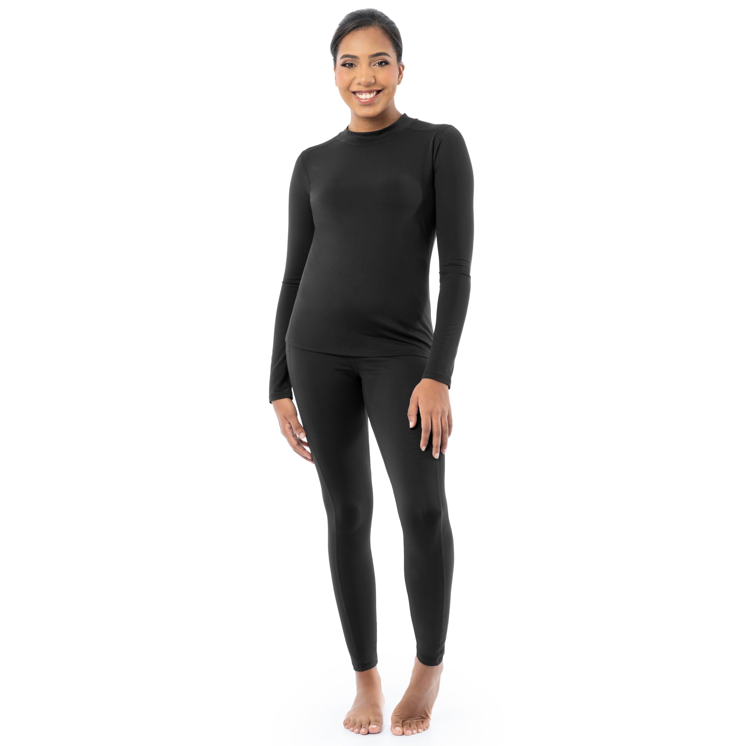 fruit of the loom Women's High Neck Top and Legging Thermal Set-picture-12