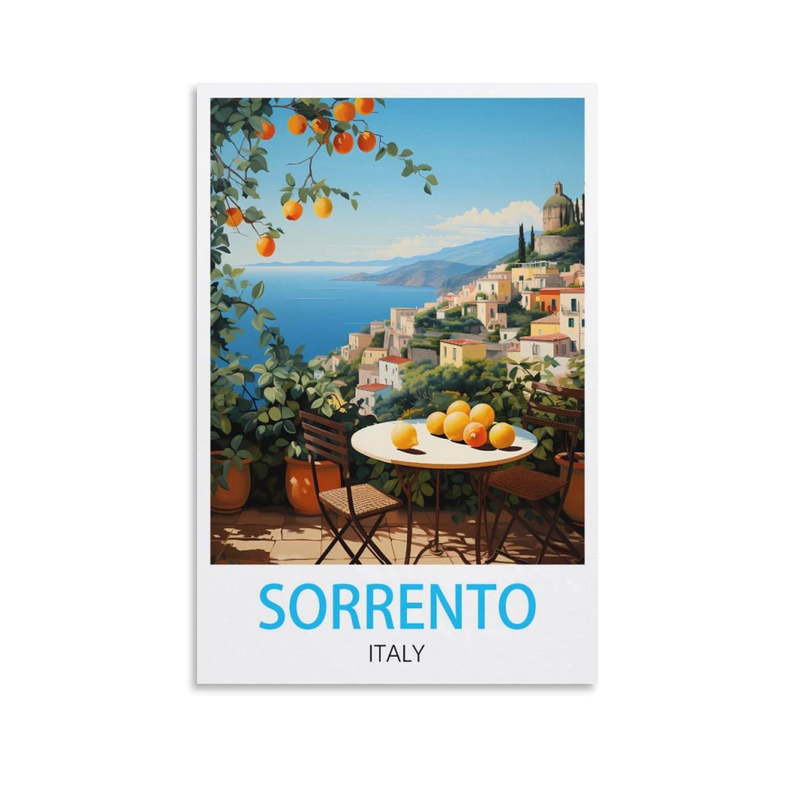 LICHNWW Sorrento Italy Vintage Travel Poster 12x18inch(30x45cm) Canvas Print for Living Room, Bedroom, Dorm, Home, Office Wall Decoration