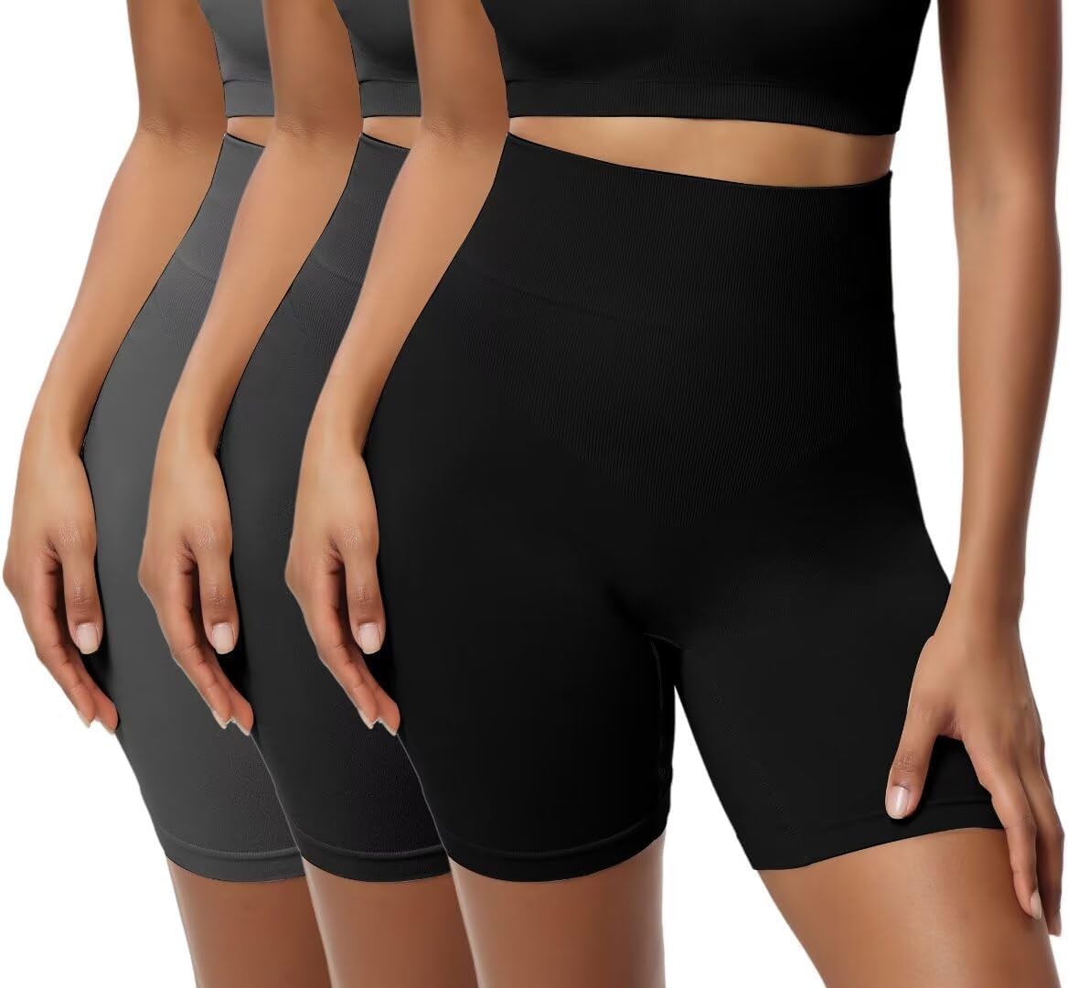 GIGILILY 3 Piece High Waisted Body Shaper Shorts Shapewear for Women