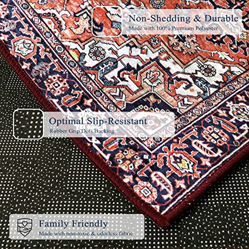 Misiffa Oriental Medallion Kitchen Rug Runner, 2X4 Red Hallway Kitchen Runner Rug Non Slip Small Entryway Throw Rug For Laundry Room Hallway Bedroom Bathroom Rug Runner Carpet (Red, 2X4Ft) #TOP2