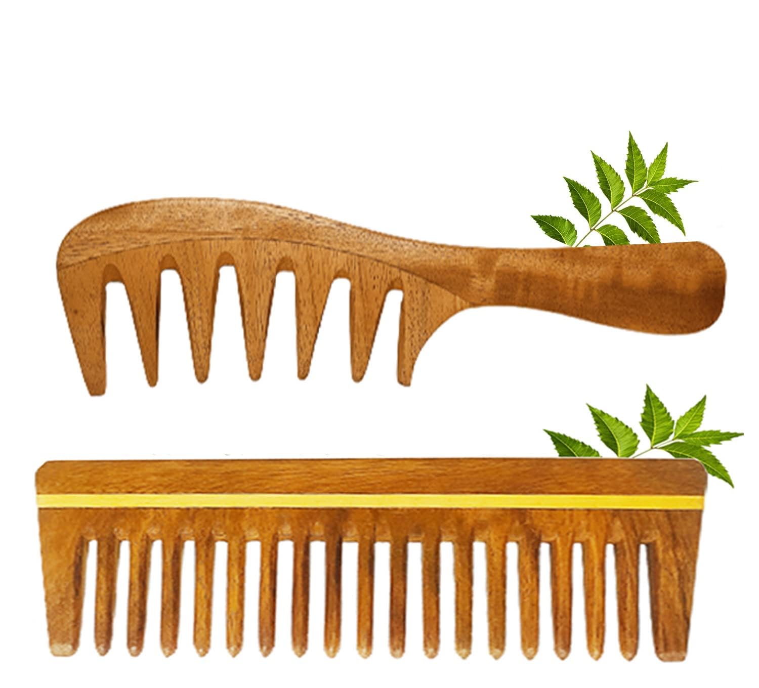 Rufiys Wide Tooth Neem Wooden Comb for Hair Growth | Natural Detangling for Women & Men | Promotes Healthy Scalp (NECOMB-006)