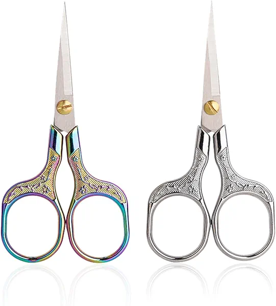 Small Sewing Scissors Sharp Embroidery Crochet Scissors, 2 Piece crochet accessories Yarn fabric scissors for Needlework Arts & Crafts DIY Tools