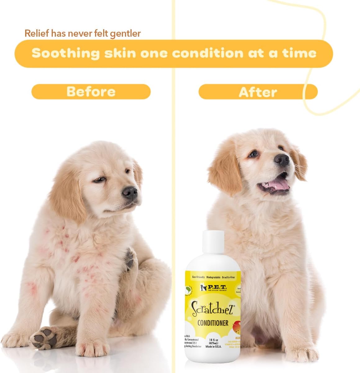 P.E.T. Scratchiez Soothing Oatmeal & Aloe Conditioner for Dogs & Cats — Professional 1 Gallon Bulk Size — Moisturizes, Softens & Helps Calm Itchy, Flaky Coats — Sulfate-Free, pH-Balanced