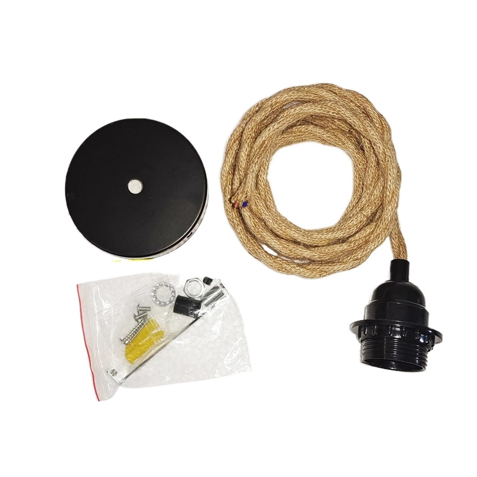 Portalámparas Lámpara colgante de cuerda de yute, accesorio de iluminación de techo, portalámparas E27, kits for colgar con cable trenzado de cuerda de cáñamo(3Meter)