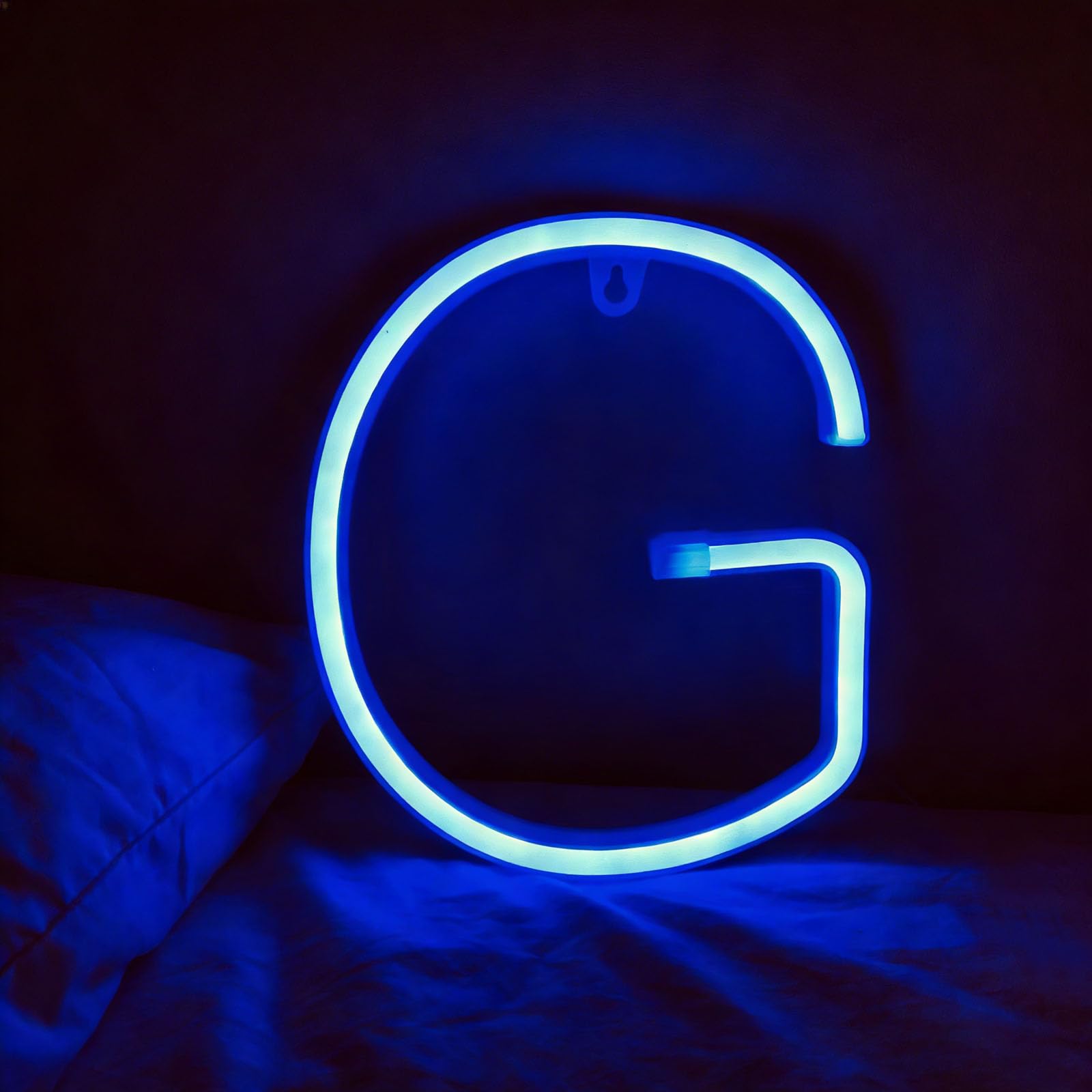 LED Blue Neon Letter Signs Night Light Battery or USB Operated LED Marquee Letters Neon Art Decorative Lights Wall Decor for Indoor Outdoor Garden Camping Festival Home Wall Table Decor( G) — image 1