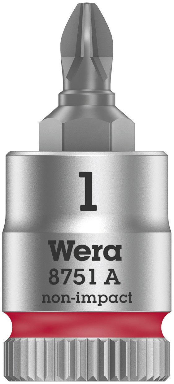 Wera 8751 A PH Zyklop Bitnuss – 1/4 Antrieb, PH 1 X 28 Mm, Rot