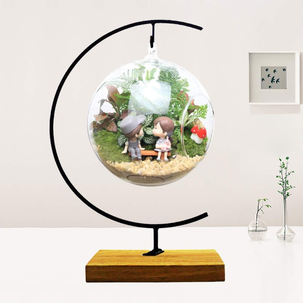 WAJJ Ornament Display Stand Ornament Stand Holder Iron Pothook Stand for Hanging Glass Terrarium (Wood)