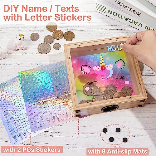 Image of MHJY Wooden Piggy Bank for Kids Personalizable DIY Coin Bank for Girls Boys