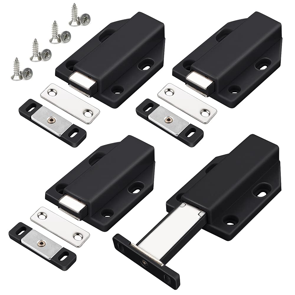 Drucktüröffner Push to Open Magnet Jiayi 4 Stück Heavy Duty Schrank Türöffner Tip On Beschlag Möbel Schubladen Drucköffner Schranktür Öffner Magnetschnäpper Druckschnapper Schwarz