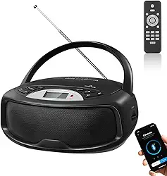 CD Player, Radio Am Fm 110V-220V, Radio Portatil Pode Ser Conectado a Um microfone, Cd Player com Vários Modos de Reprodução, Toca Cd com Controle Remoto Sem Fio